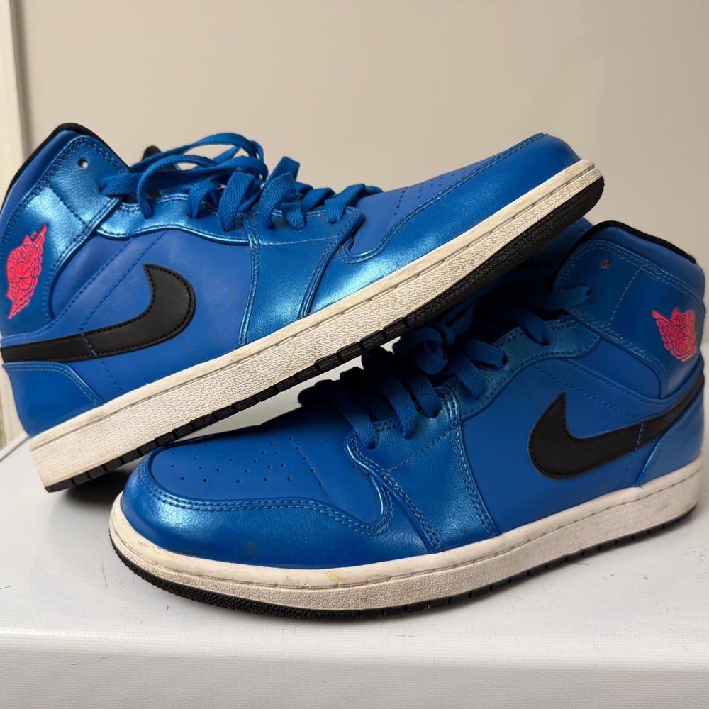 Nike Air Jordan 1 Mid 554724-423 Men's 11 EU 45 Sport Blue Leather 🔥 🔥 🔥